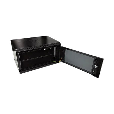Space Technology ST-NC6U01 (ЧЕРНЫЙ) С ПОЛКОЙ, (версия 2) Настенный 6U телекоммуникационный шкаф 19"