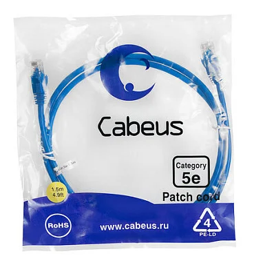 Патч-корд Cabeus PC-UTP-RJ45-Cat.5e-1.5m-BL-LSZH (9530c)
