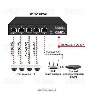 Коммутатор OSNOVO SW-5D-1(60W)