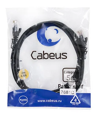 Патч-корд Cabeus PC-UTP-RJ45-Cat.5e-2m-BK (7681c)