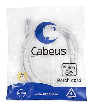 Патч-корд Cabeus PC-UTP-RJ45-Cat.5e-2m-WH-LSZH (9491c)