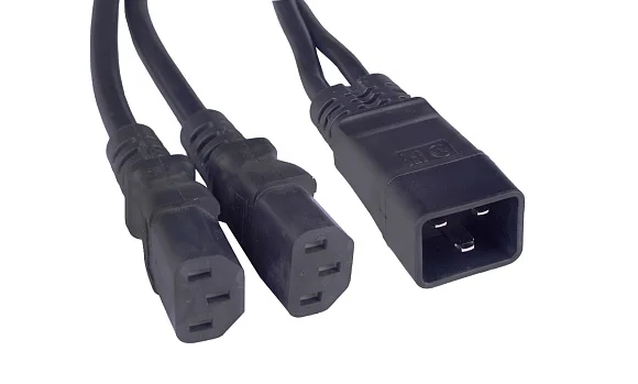 Cabeus PC-IEC20-2xIEC13-1.5-0.3M (12360c) кабель питания IEC 320 C13 + IEC 320 C20, 0.3 м