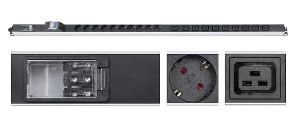 Cabeus PDU-16-10S-10C19-B-T (9549c) Вертикальный блок розеток 19" , до 16А