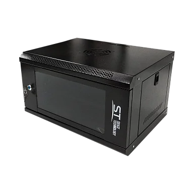 Space Technology ST-NC6U01 (ЧЕРНЫЙ) С ПОЛКОЙ, (версия 2) Настенный 6U телекоммуникационный шкаф 19"