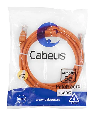 Патч-корд Cabeus PC-UTP-RJ45-Cat.5e-2m-OR-LSZH (9523c)