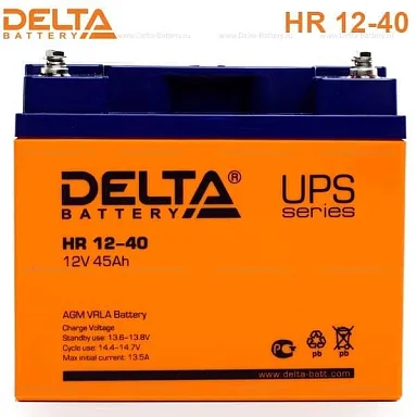 Аккумулятор Delta HR 12-40 AGM (12 В / 45 Ач)