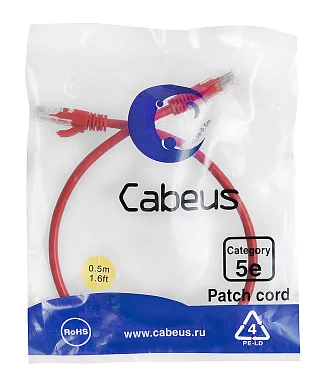 Патч-корд Cabeus PC-UTP-RJ45-Cat.5e-0.5m-RD (7668c)