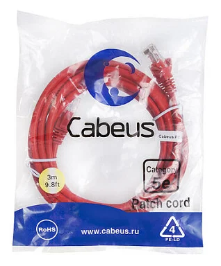 Патч-корд Cabeus PC-UTP-RJ45-Cat.5e-3m-RD (7684c)