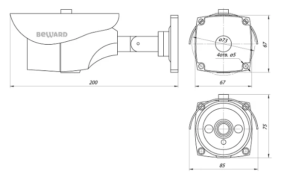 Beward B4230RCVZ IP Видеокамера 4 Мп, объектив 2,8-8 мм