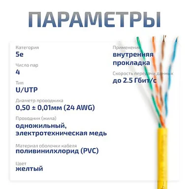 UTP-4P-Cat.5e-SOLID-YL (7251c)