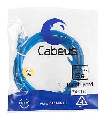 Патч-корд Cabeus PC-UTP-RJ45-Cat.5e-2m-BL-LSZH (9531c)