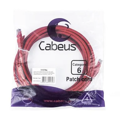 Патч-корд Cabeus PC-UTP-RJ45-Cat.6-5m-RD-LSZH (11179c)