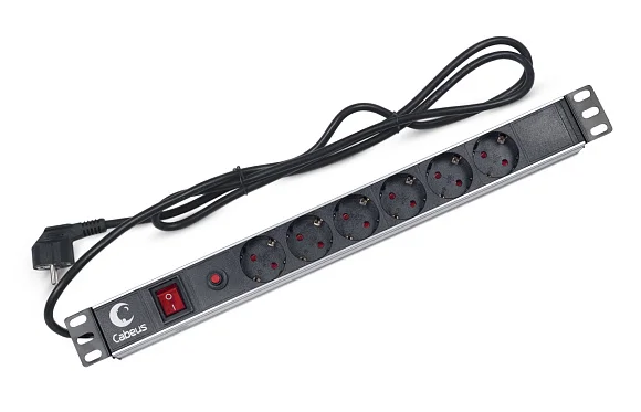 Cabeus PDU-6P-F-2EU (7296c) Горизонтальный блок розеток 19" , до 16А