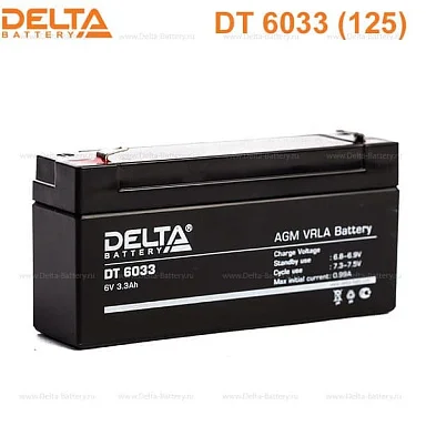 Аккумулятор Delta DT 6033 (125) AGM (6 В / 3,3 Ач)