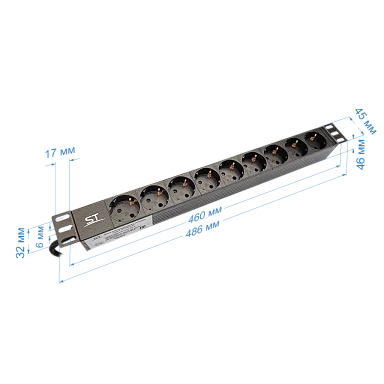 Space Technology Блок розеток ST-PDU-09 Вертикальный блок розеток 19" , до 16А