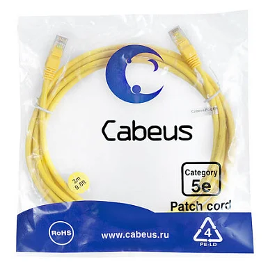 Патч-корд Cabeus PC-UTP-RJ45-Cat.5e-3m-YL-LSZH (9500c)