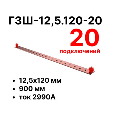 Шина заземления Cabeus CGB-ГЗШ-12,5.120-20 (11615c)