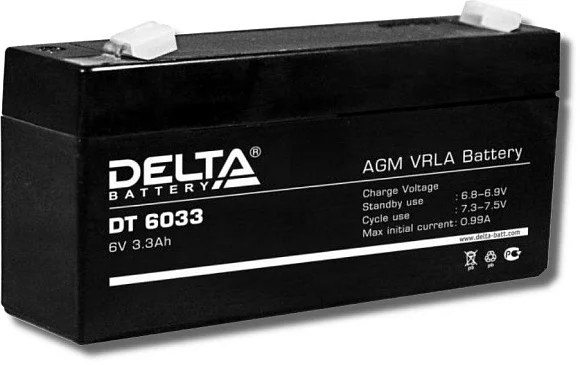Аккумулятор Delta DT 6033 AGM (6 В / 3,3 Ач)