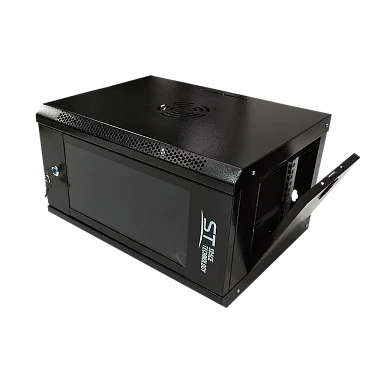 Space Technology ST-NC6U01 (ЧЕРНЫЙ) С ПОЛКОЙ, (версия 2) Настенный 6U телекоммуникационный шкаф 19"