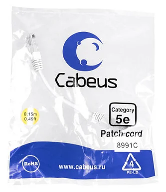 Патч-корд Cabeus PC-UTP-RJ45-Cat.5e-0.15m-WH-LSZH (9486c)