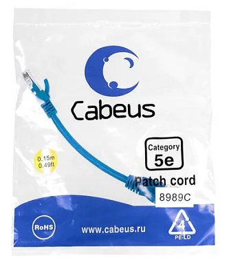 Патч-корд Cabeus PC-UTP-RJ45-Cat.5e-0.15m-BL-LSZH (9526c)