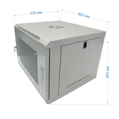 Space Technology ST-NCP9U600 (СЕРЫЙ) С ПОЛКОЙ Настенный 9U телекоммуникационный шкаф 19"