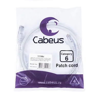 Патч-корд Cabeus PC-UTP-RJ45-Cat.6-1.5m-WH-LSZH (11156c)