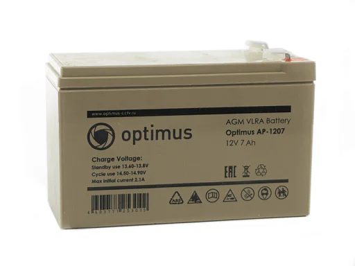 Аккумулятор Optimus AP-1207 AGM (12 В / 7 Ач)