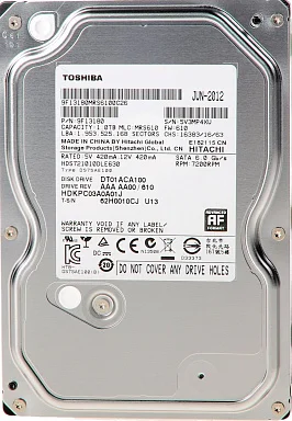 Жесткий диск HDD Toshiba DT01ACA100,  1 ТБ, 32 МБ 7200 об/мин