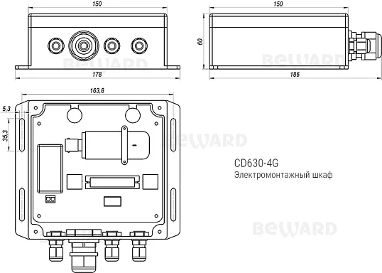 Beward CD630-4G (6 mm) - IP Видеокамера  1 Мп, объектив 6 мм