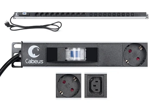 Cabeus PDU-16-10S-10C13-B (9552c) Вертикальный блок розеток 19" , до 16А