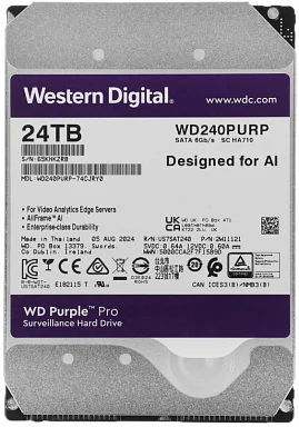 Жесткий диск HDD Western Digital WD240PURP,  24 ТБ, 512 МБ 7200 об/мин