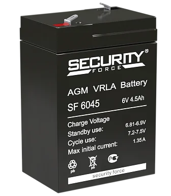 Аккумулятор Security Force SF 6045 AGM (6 В / 4,5 Ач)
