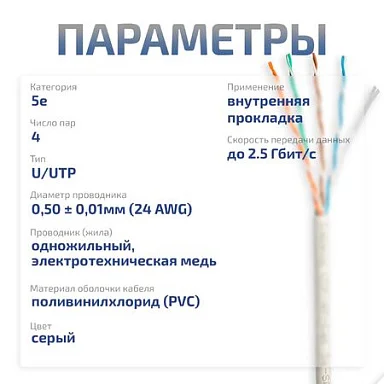 UTP-4P-Cat.5e-SOLID-GY (7171c)