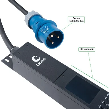 Cabeus SMART-PDU-32-1P-36C13-6C19-I309-M (12595c) Вертикальный блок розеток 19" до 32 А