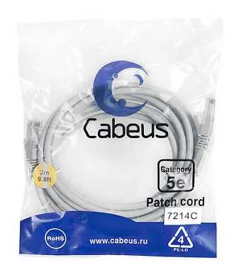 Патч-корд Cabeus PC-UTP-RJ45-Cat.5e-3m (7214c)