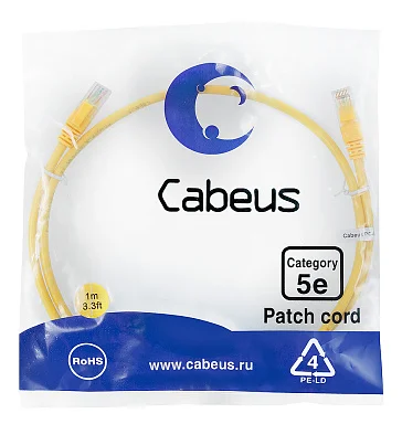 Патч-корд Cabeus PC-UTP-RJ45-Cat.5e-1m-YL (7673c)